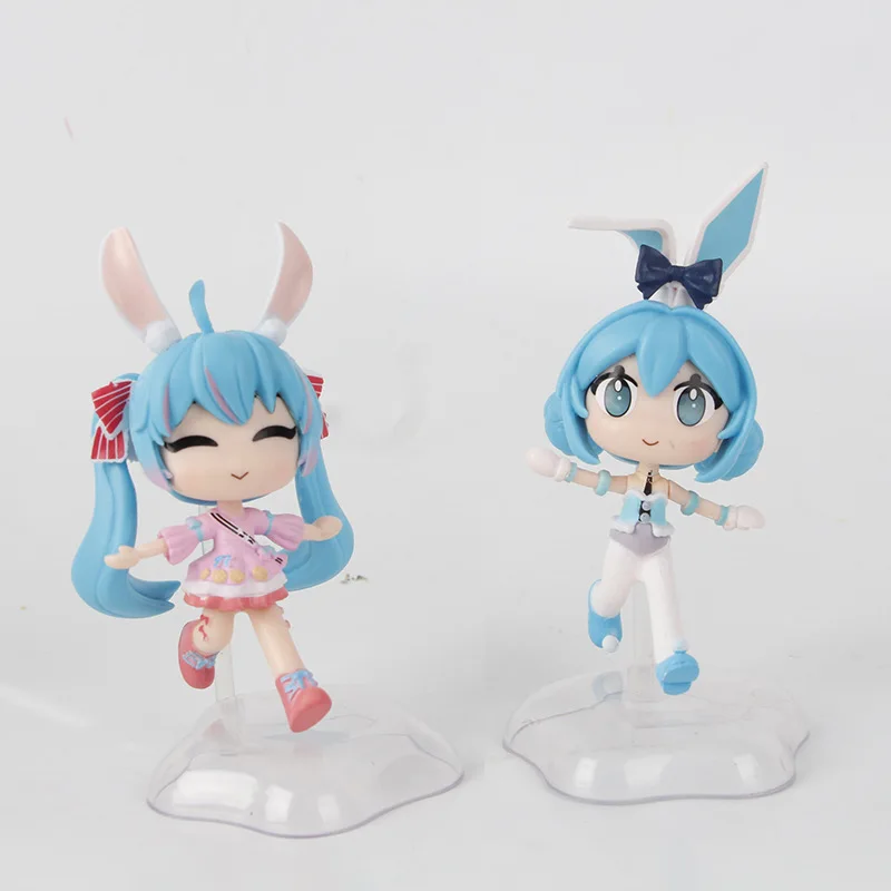 1pcs Random style New Anime Hatsune Miku Rabbit ears kawaii Action Figure PVC Model Statue Toys doll Desk Decor Collect Gifts