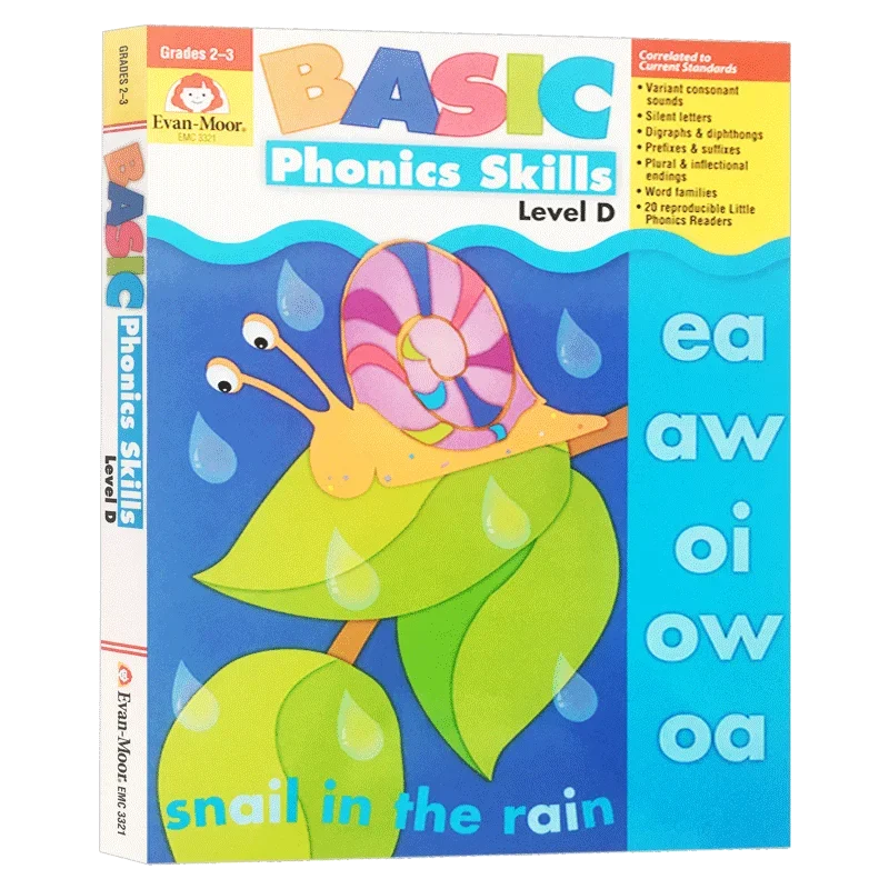 Evan-Moor Basic Phonics Skills for Grades 2-3 Level D Workbook,aged 5 6 7 8, English book 9781557999696