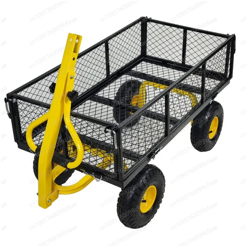 عربة حديقة شديدة التحمل بقوة 900 رطل، تصميم قابل للسحب، جانبية قابلة للإزالة