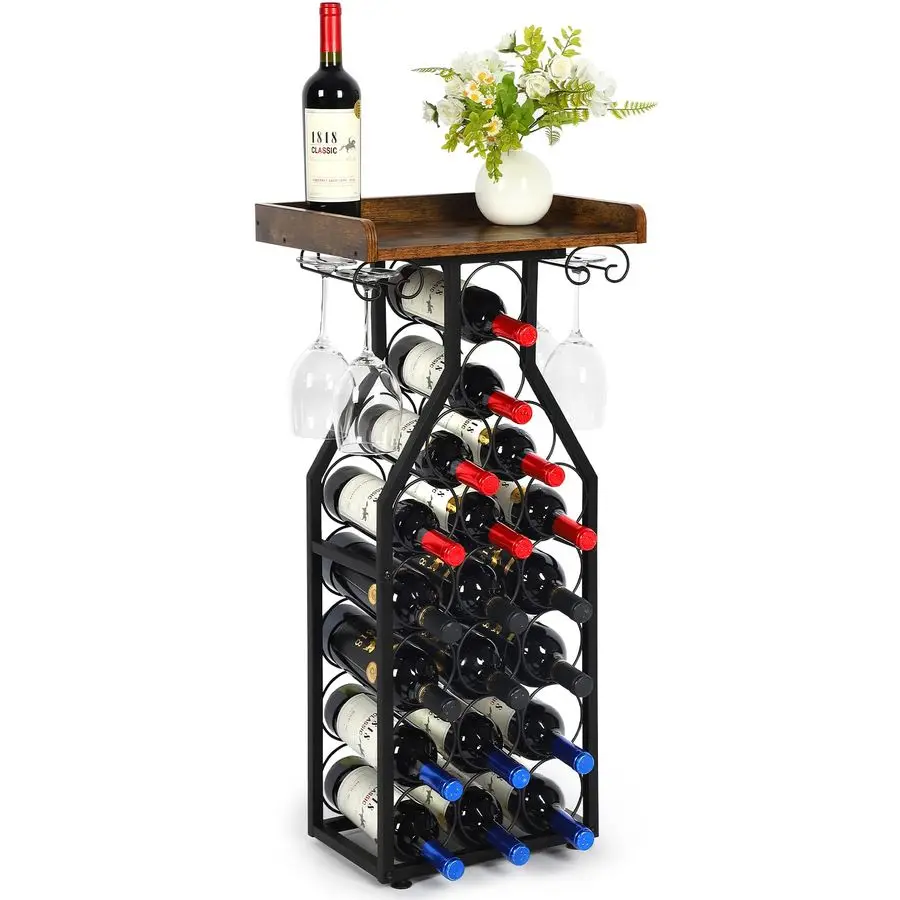 

Wine Rack Floating Shelvesr Versatile Liquor Stand for Home Bar Mini Bar Table Wine Holder Stand Liquor Cabinet with Glass Holde