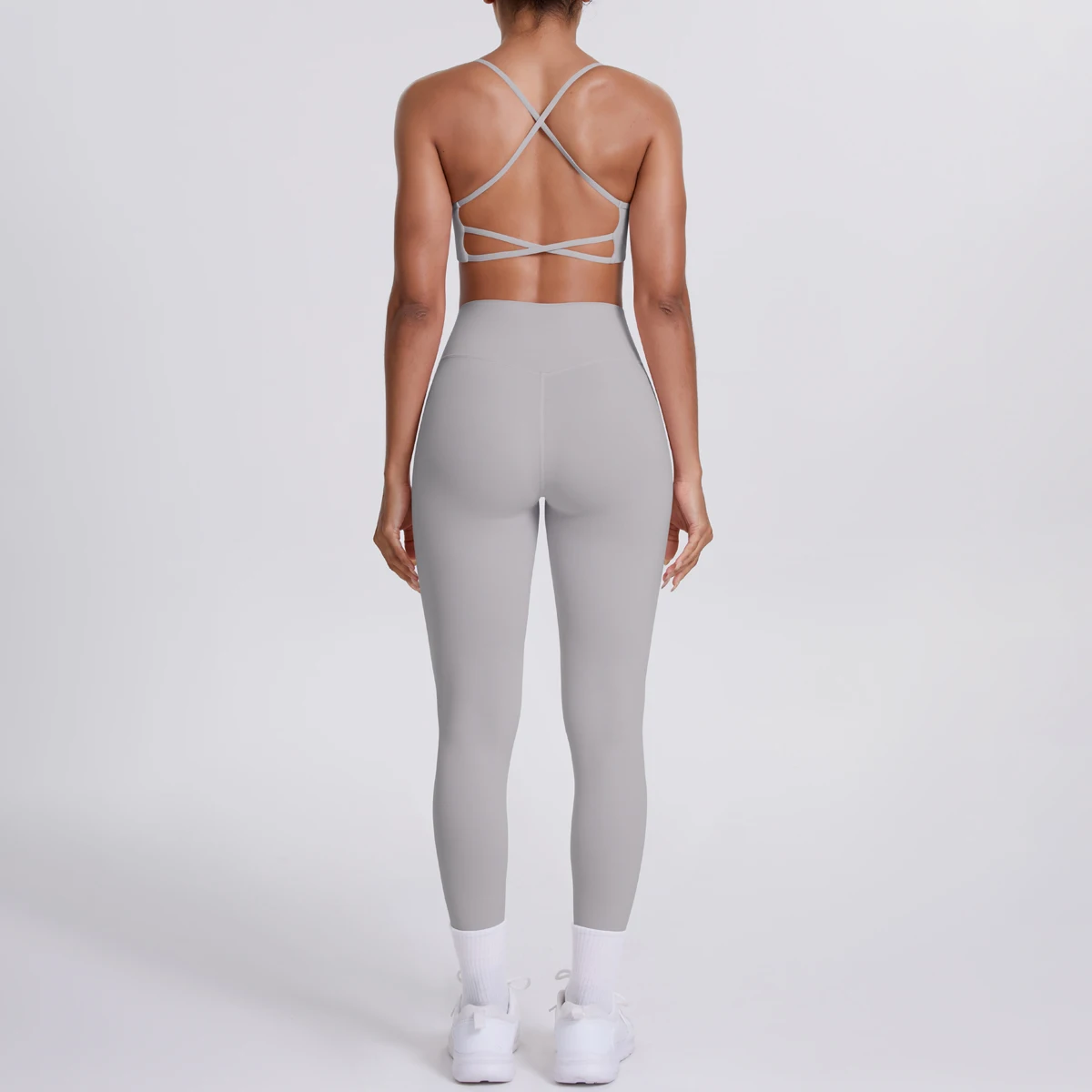 Yoga-Anzug, Sport-Set, Fitnessstudio, nahtlos, stoßfest, Sport-BH, Damen, hohe Taille und Hüften, eng, pfirsichfarbene Gesäßhose, Damen-Sportbekleidung – Detail 23