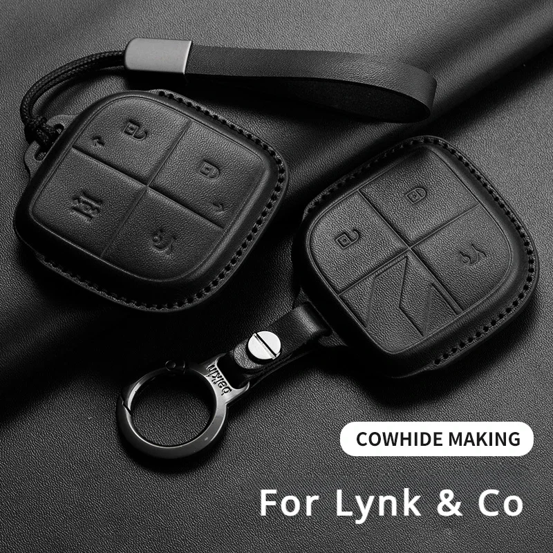 

Leather Car Key Case Cover for Lynk & Co 08 08EMP 2022 2023 2024 LYNKCO 08 Auto Key Fob Holder Keychain Accessories