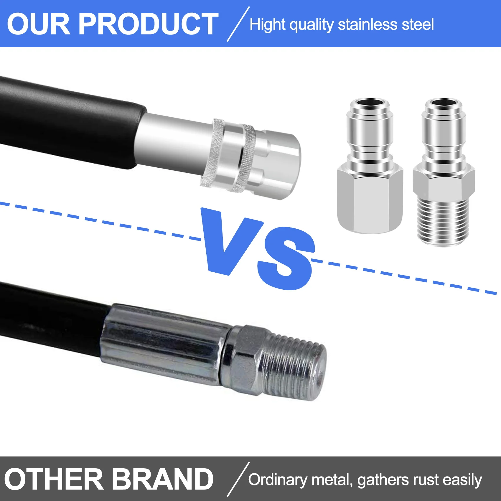 AB42-NPT 3/8 Inch Male And Female Quick Connector Kit Pressure Washer Adapter Set And 1 Pieces NPT 3/8 Inch Pressure Washers Qui