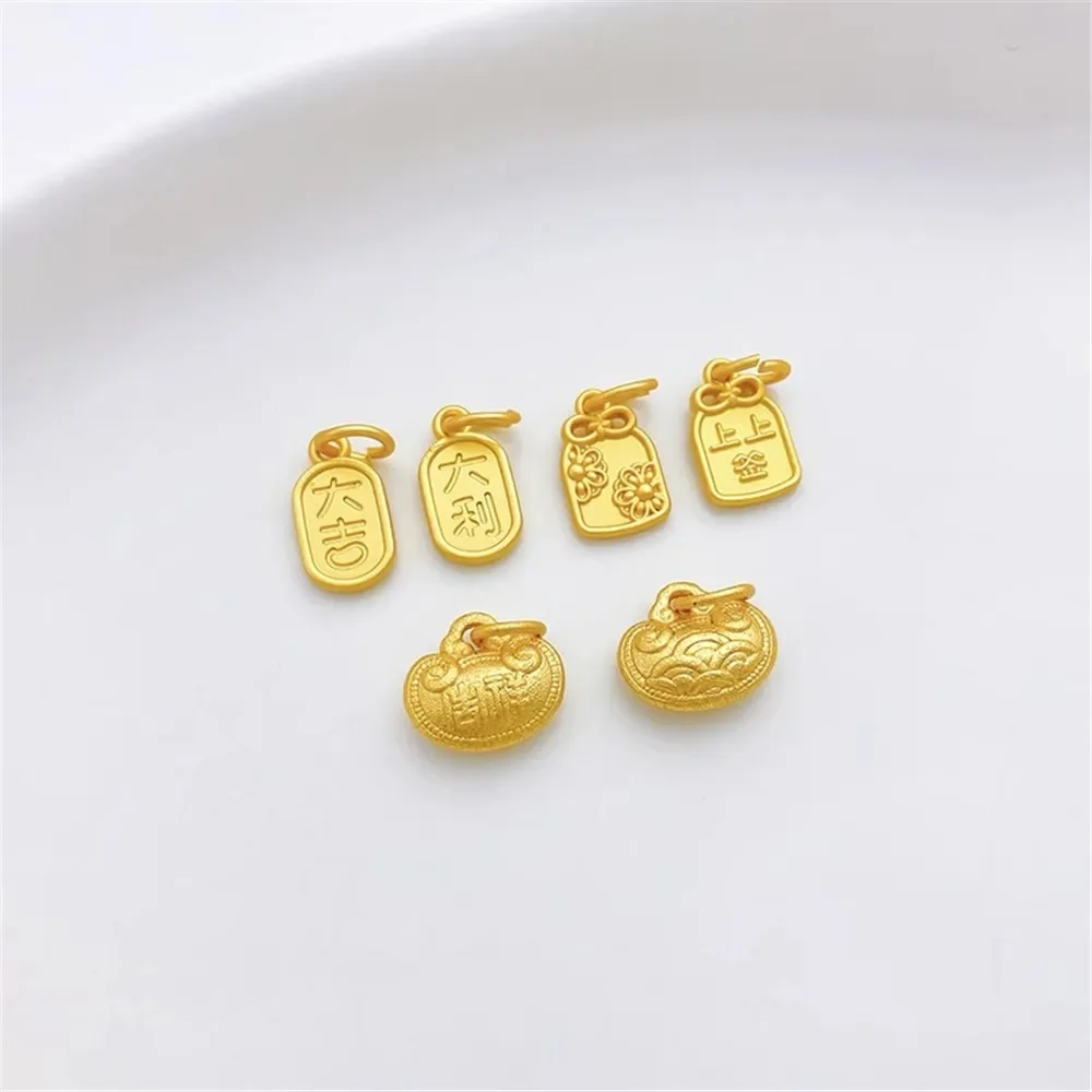 Colgante de sombrero de lingote de dinero de cobre y oro antiguo, Material pequeño hecho a mano para collar y pulsera Diy