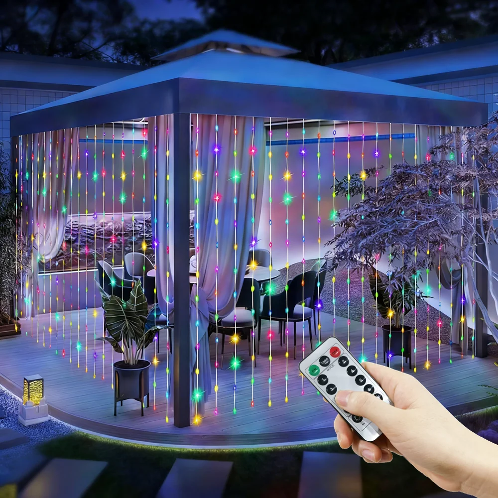 LED Valentine's Day 8 Modes Holiday Christmas Lights Bedroom Wedding Party USB Plug Curtain Lights String Halloween Decoration