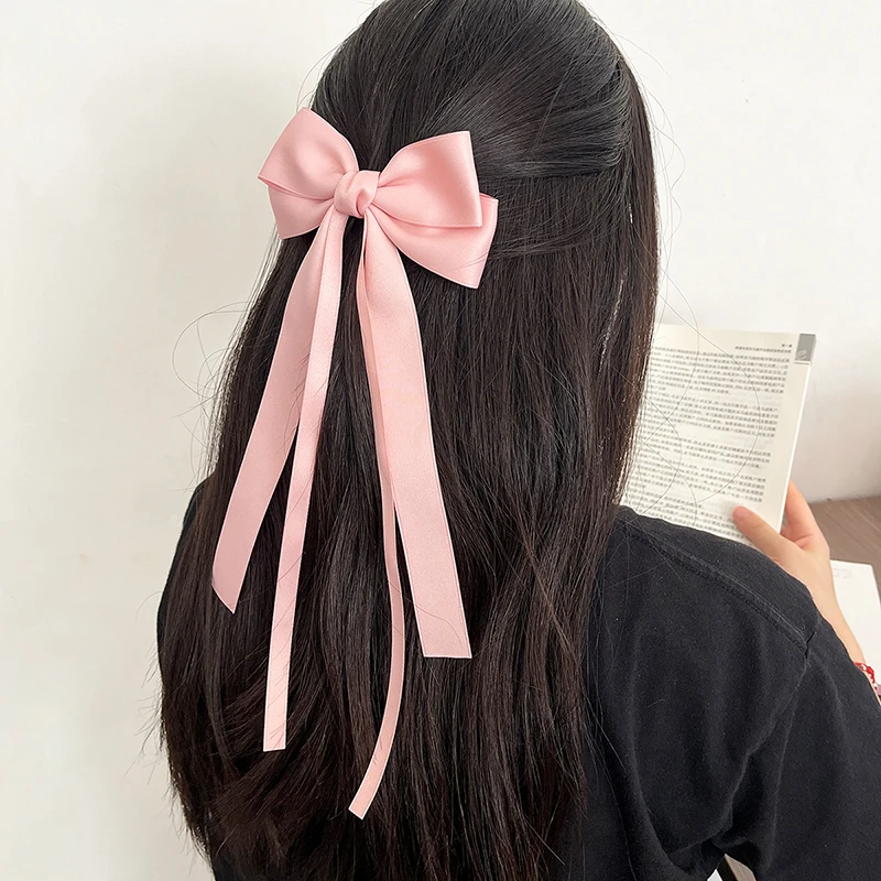 Vintage Large Bow Hair Clip Trend Long Ribbon Hairpins Barrettes Headwear For Women Girl Hair Accessories Wedding Jewelry