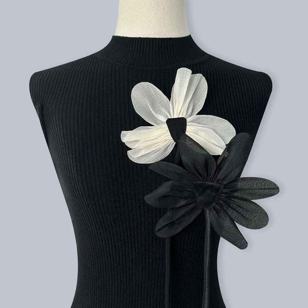 DIY 3D Magnolia Flower Clothing Patch Sweater Dress Decoration Applique Organza Collar Flower Jewelry Clothing Patch Accessories