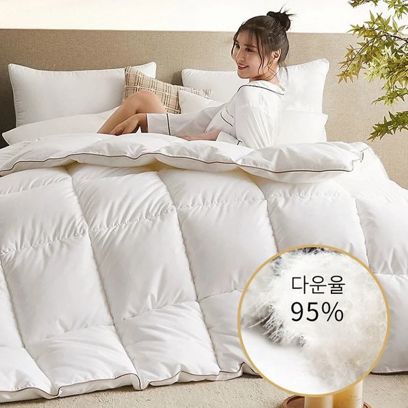 

거위털 이불 Skin-friendly Cotton Fabric Comforter Filled With 100% Goose Down Warm Silky Winter Three colors Full Size Quilts