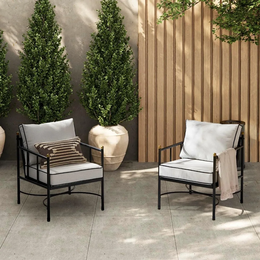 

Odelia Patio Chairs Set of 2, Outdoor Chair with Removable Cushions and Rust Free Metal Frame, Conversation Sets for FrontPorch