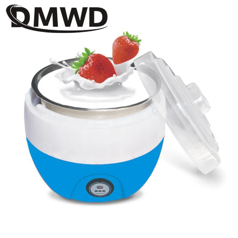 Máquina automática de yogur eléctrico, fermentador de crema agria, crema de mantequilla, máquina de yogur, revestimiento de acero inoxidable, contenedor Leben, 1L, UE, EE. UU.