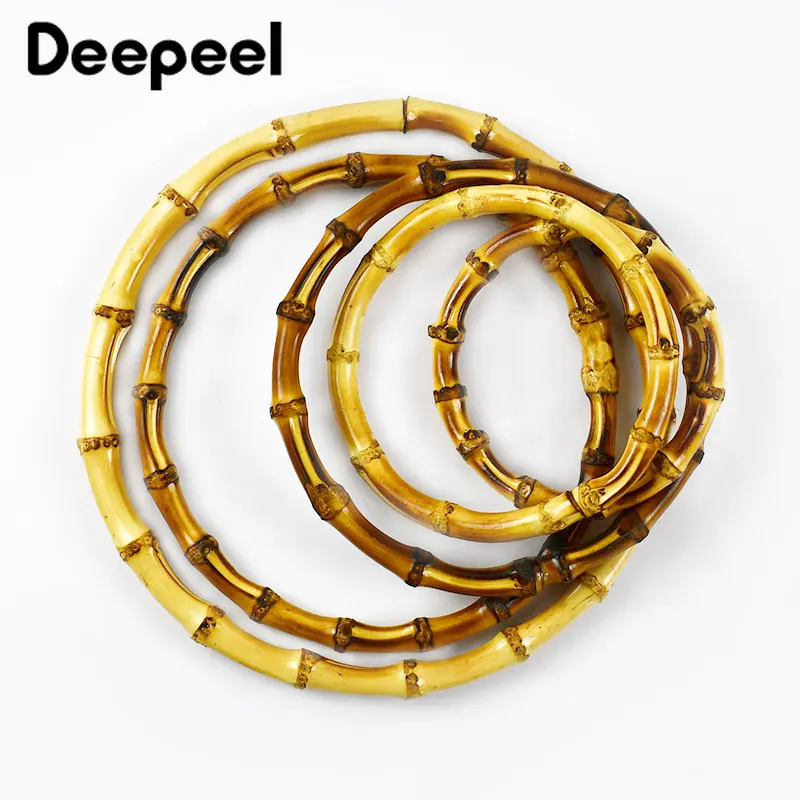 1Pair=2Pcs Deepeel 7.5/12/13/15/18cm Bamboo Rings Handles DIY Handmade Craft Round Handle Bags Wooden Bag Closure Accessories