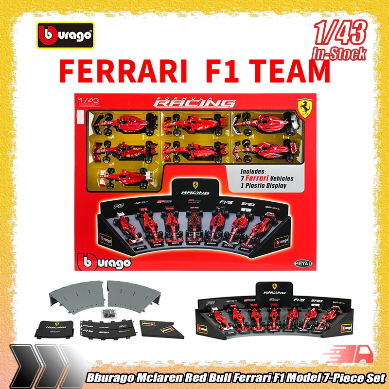 

Коллекционная модель гоночного автомобиля McLaren F1 Bburago в масштабе 1:43, набор из 7 металлических литых деталей с подставкой для демонстрации, для автолюбителей