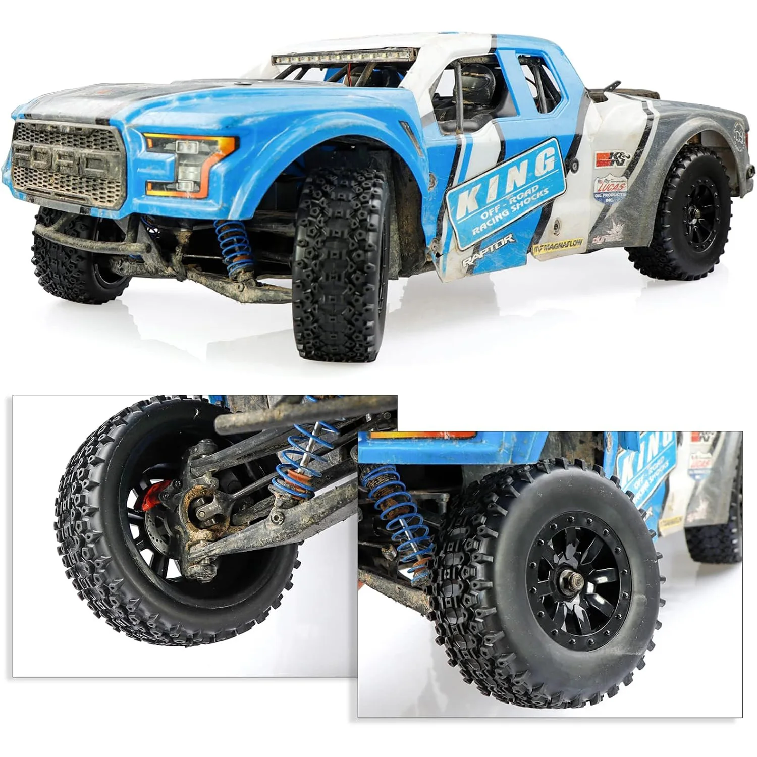 Acekeeps 110x45mm 1/10 Short Course Tires Pre-Glued 12mm Hex 4Pcs 3 Tread Patterns with Foam Inserts Losi Baja Rey
