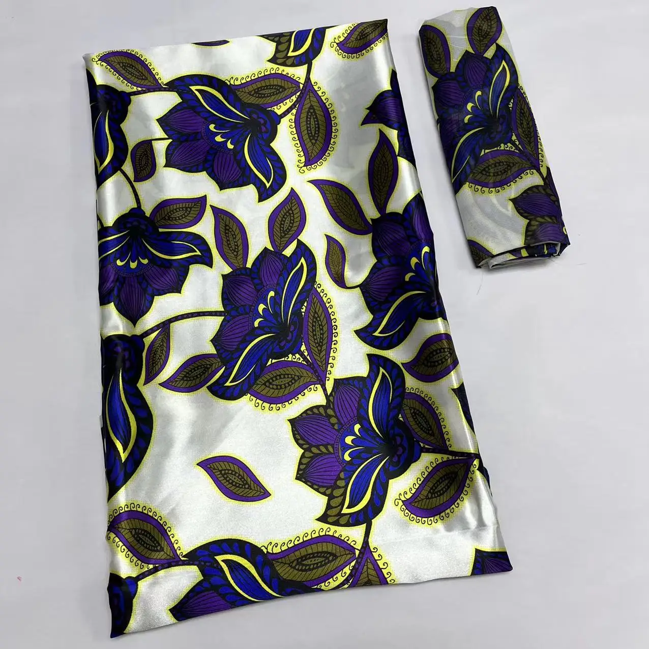 Latest Satin Organza Fabric Soft Silk Fabric African Material Ankara Prints High Quality For Women DIY Dress 4+2 Yards b32-27