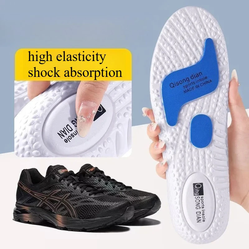2Pc Sole Shock Absorption Deodorant Breathable Cushion Sport Insoles for Shoes Running Insoles for Feet Unisex Massage Care Pads