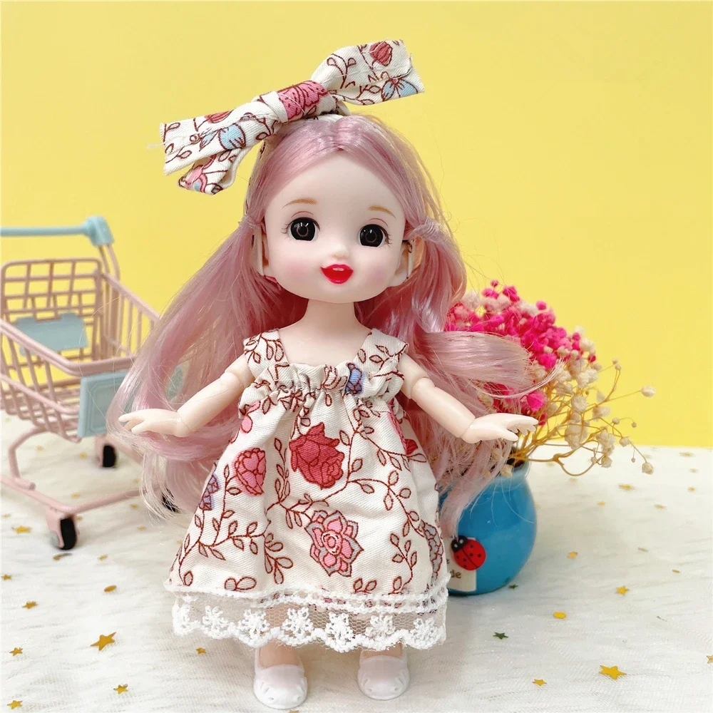 16cm Lovely BJD Doll Figure with Clothes and Shoes Movable 13 Joints Sweet Princess Face Lolita Girl Gift Kid  Toy