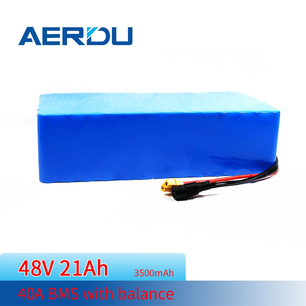 AERDU 48V 21Ah 13S6P 18650 Li-ion Battery Pack For 1500W Motor E-bike Scooter 40A Common Port BMS With Balance  EU US NO TAX DDP