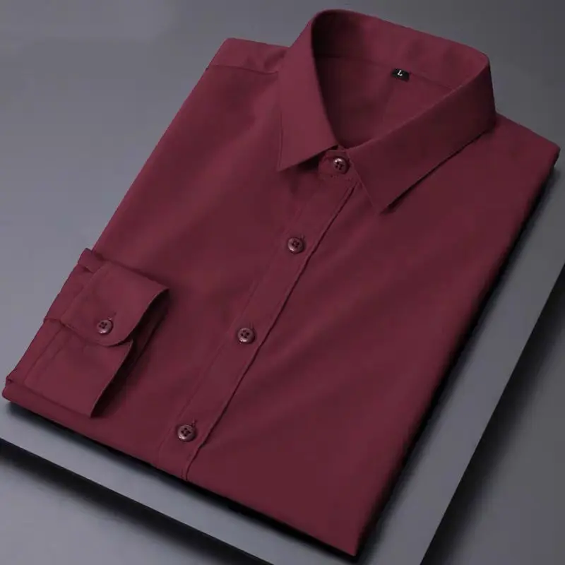 

Busin Casual Long Sve Men's irt Thin Elastic Anti-Wrinkle No ket Breathable Profional Summer irt for Men