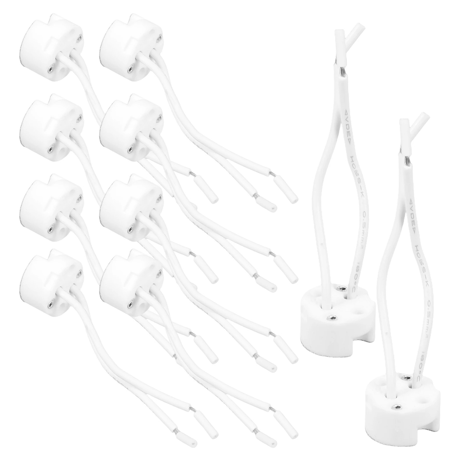 10pcs Ceramic Lamp Holder Base Light Bulb Socket Adapter Heat Resistant Silicone Wire Electric Bulb Socket GU5 3 MR16 Lighting
