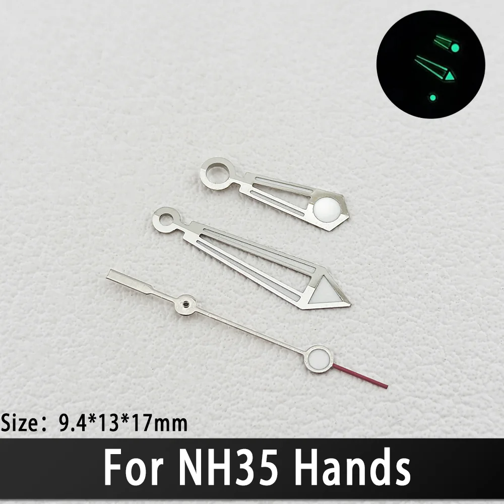 NH35 Hands 9.4*13*17mm Hollowed Out Pointer Silver, Gold, Blue Pointers C3 Green Luminous For NH36 NH70 NH71 Movement Hands