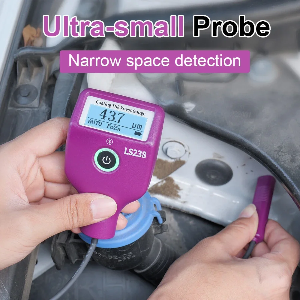 LS238 Digital Paint Thickness Gauge 0.0-3500μm Fe/Al Car Paint Coating Thickness Tester Small Probe High Precision