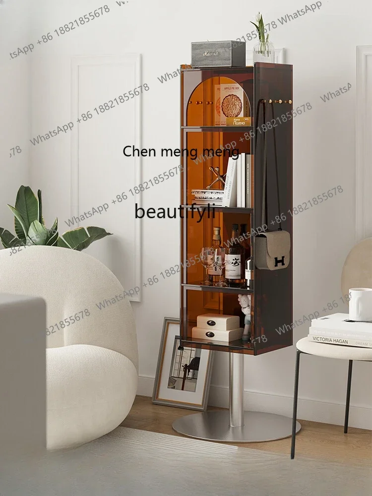 

ss7304 Acrylic Floor Rotary Mirror Cabinet Living Room Side Cabinet Locker Bookshelf Integrated Dressing Mirror