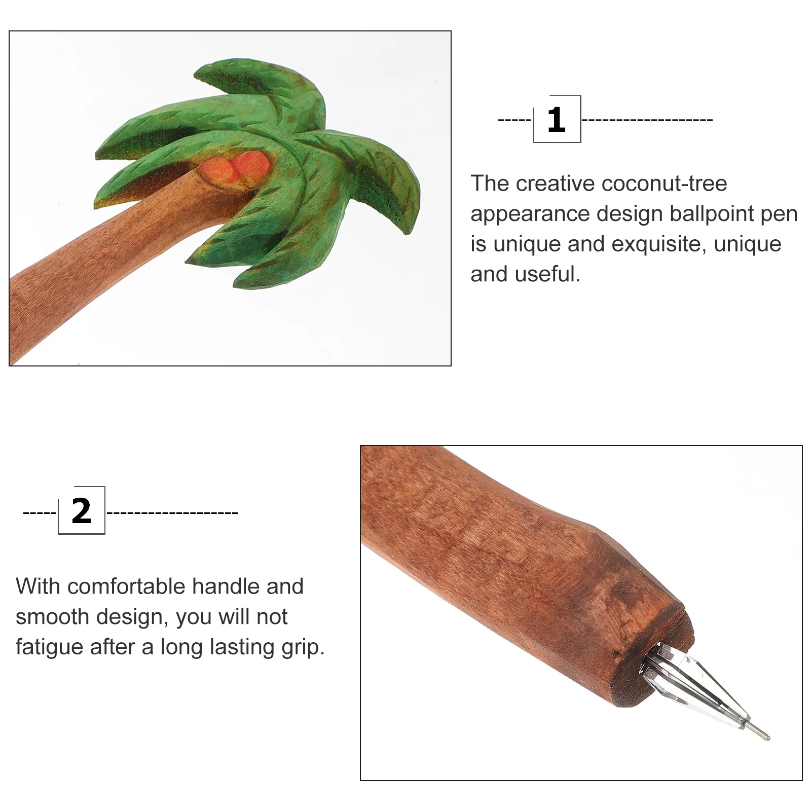 

Coconut Wood Pen School Stationery Wooden Ballpoint Vintage Supplies Portable Smooth Writing Comfortable Handle