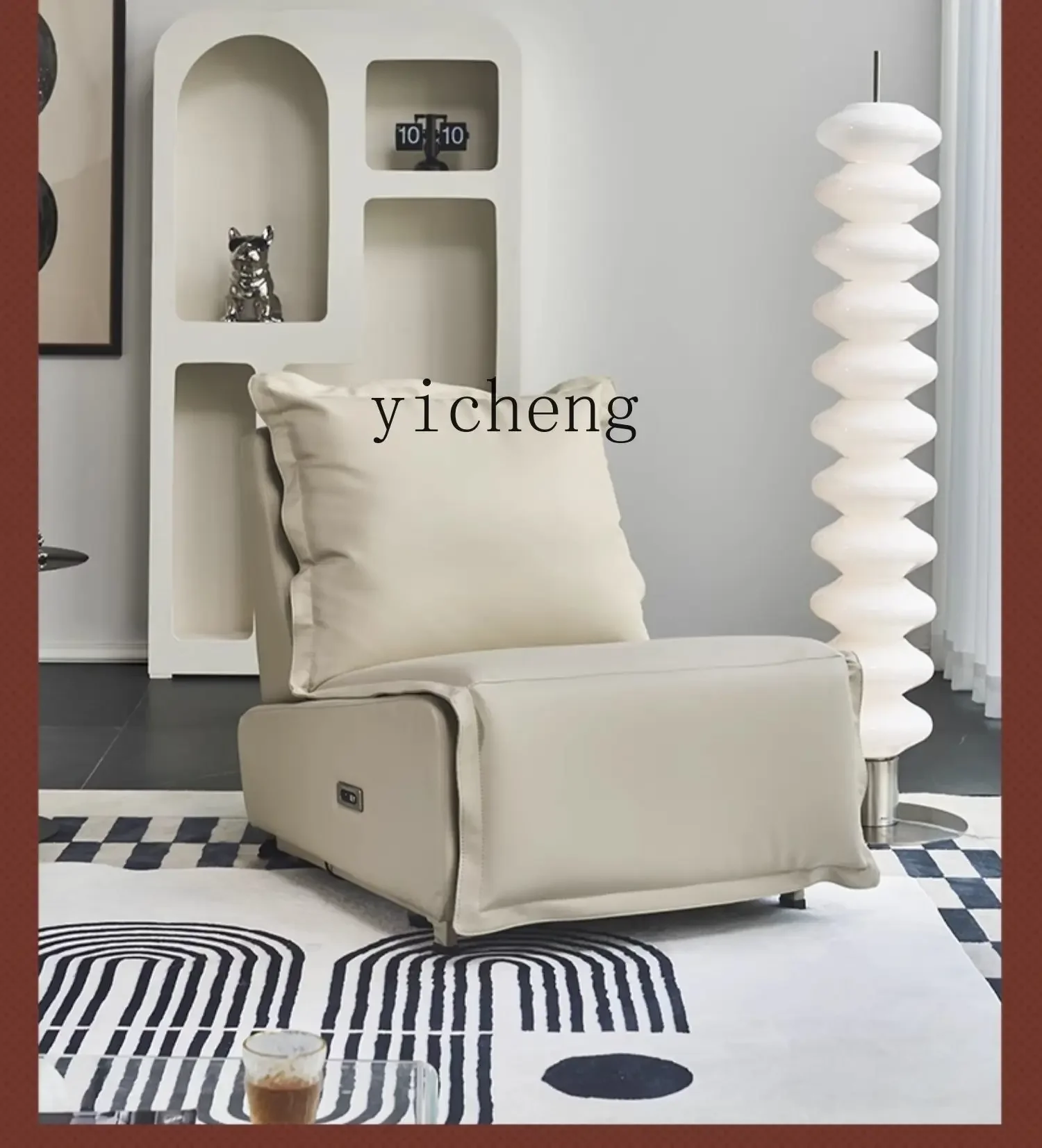 

V7 electric function light luxury single sofa leather recliner living room balcony leisure chair