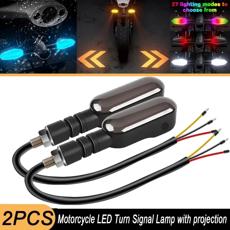 دراجة نارية LED بدوره مصباح إشارة مصباح إسقاط متتابعة تتدفق أضواء مؤشر فلاش تشغيل ضوء الجبهة الخلفية مصباح إشارة