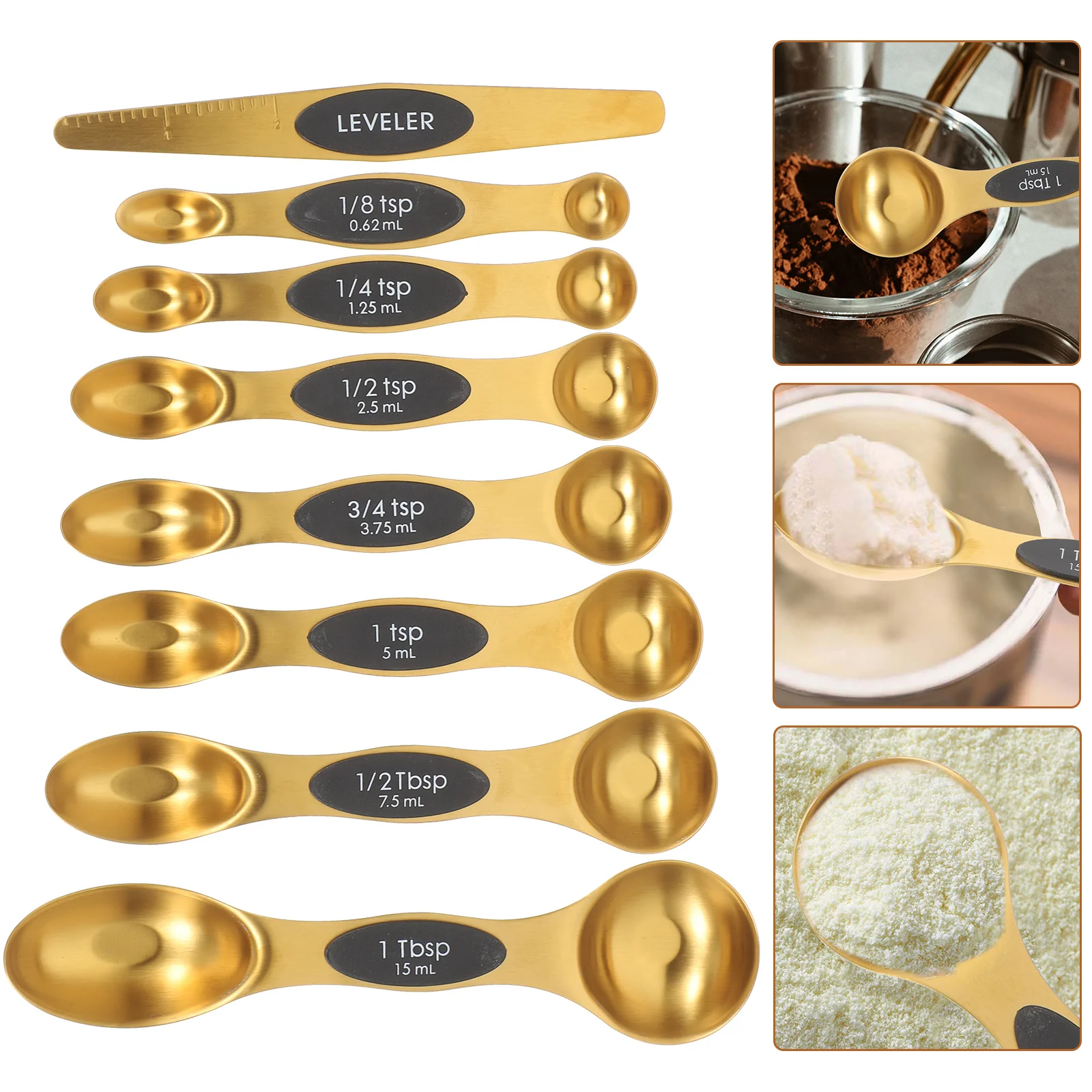 

Measuring Cups Magnetic Spoon Espresso Ground Coffee Stainless Steel Salt Spoons Golden