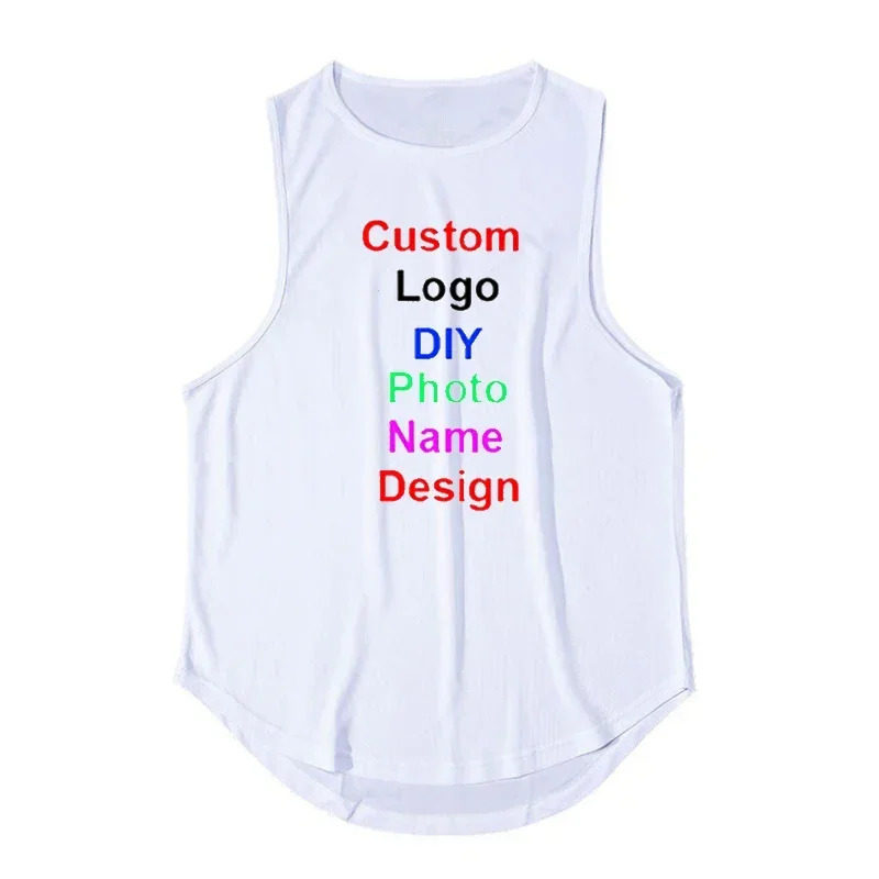 Photo or Logo DIY Customized Mens Mesh Fitness Clothing Gym Stringer Tank Top Men Bodybuilding Vest Workout Sleeveless Shirt