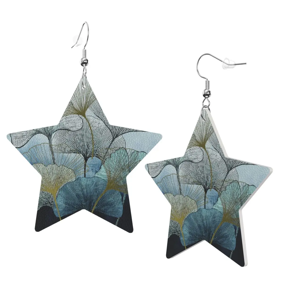 Custom Ginkgo Leaf PVC Leather Earrings Dangle Earrings Jewelry For Women Oil Painting Flower For Wife Mother Gift