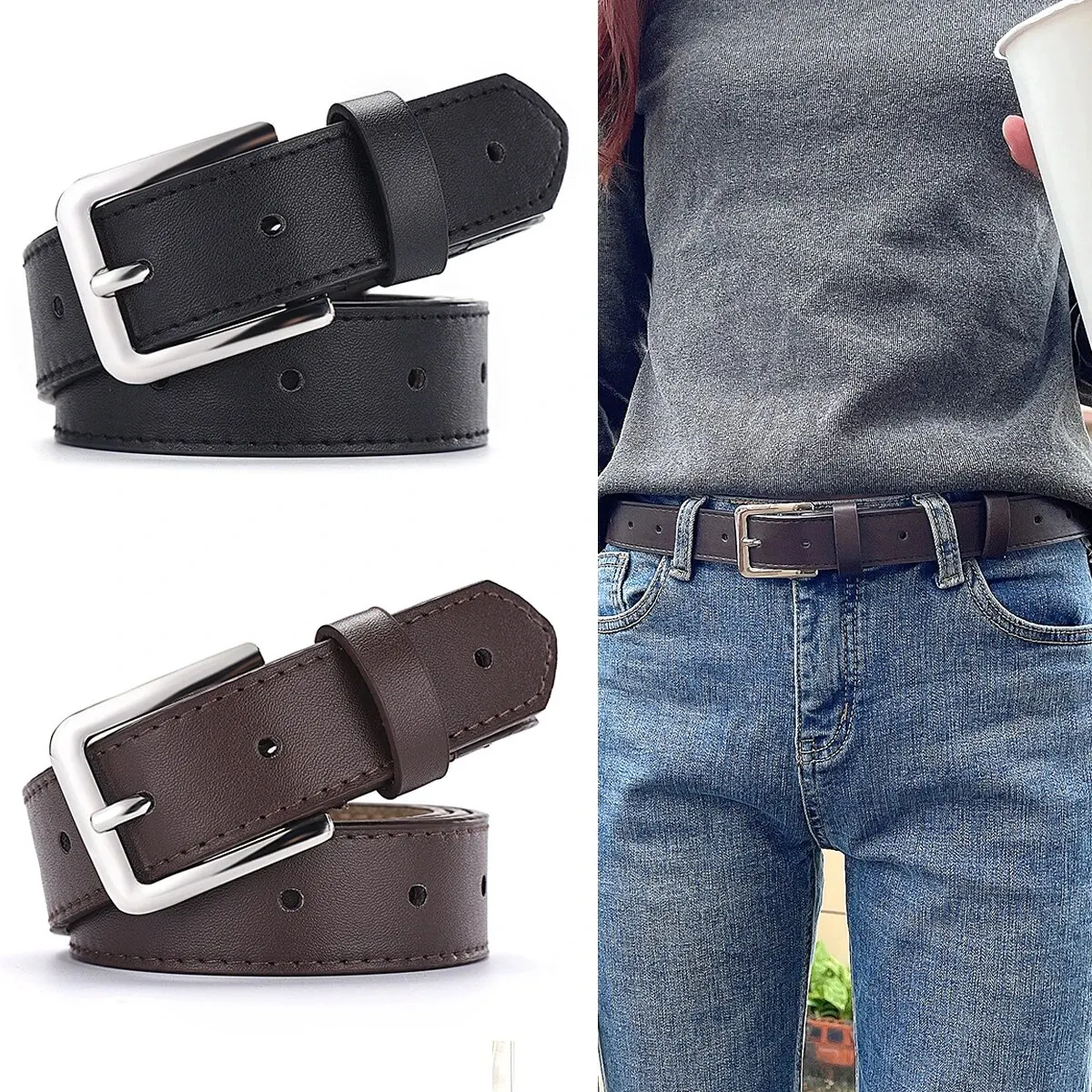 1pc New Women's Belt Fashion Rectangle Buckle Belt High Grade Soft PU Leather Belt Trend Paired with Coat Jeans Belt Lady Belt