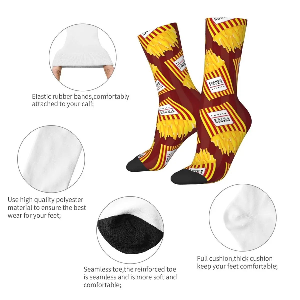 French Fries Socks Autumn Stockings Fashion Women Men Soft Breathable Socks Pattern Outdoor Anti Sweat Socks