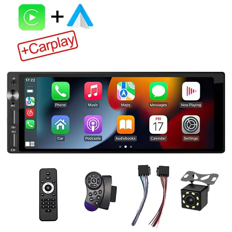 New! IPS 6.9 Inch 1Din Carplay Android Auto Car Radio Multimedia Video MP5 Player 1 Din No DVD with Bluetooth Stereo USB