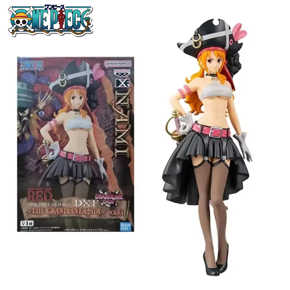 **！！*-19.5CM Anime One Piece Nami Black Clothes Action Figure ONE PIECE FILM RED Dress Up Figure PVC Collectible Model Toy Gift