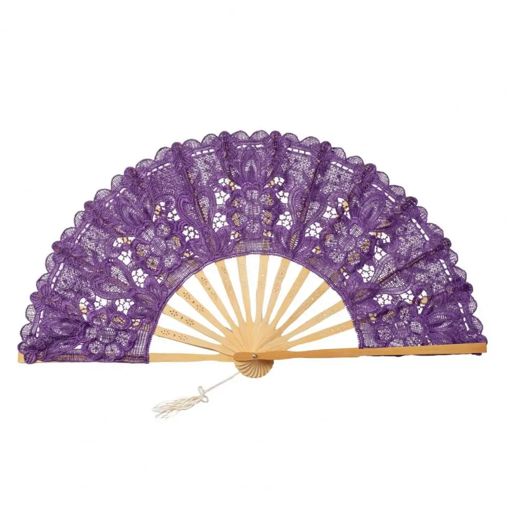 Hand Held Fan Elegant Vintage Lace Folding Fan for Summer Parties Dance Performances Hand Held Flower Lace Fan Decoration