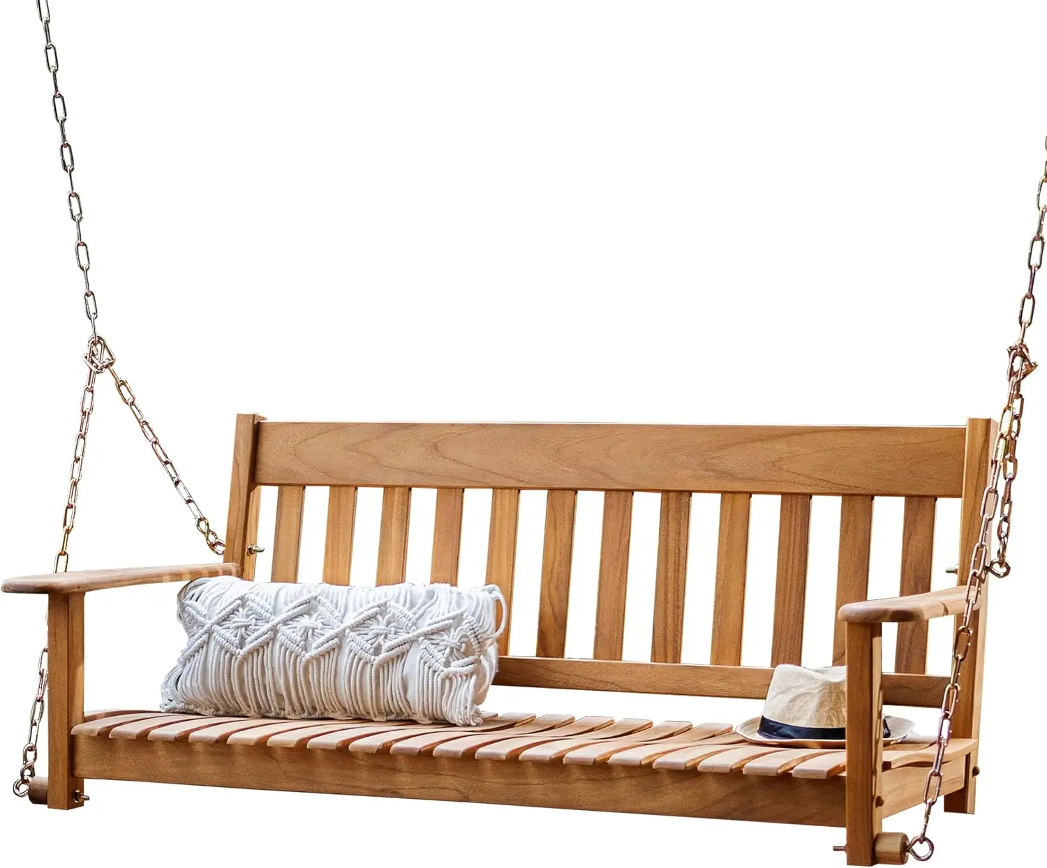 

Teak Wood Porch Swing, Durable Outdoor Swing for Patio, Garden, Deck – Weather-Resistant Hanging Swing