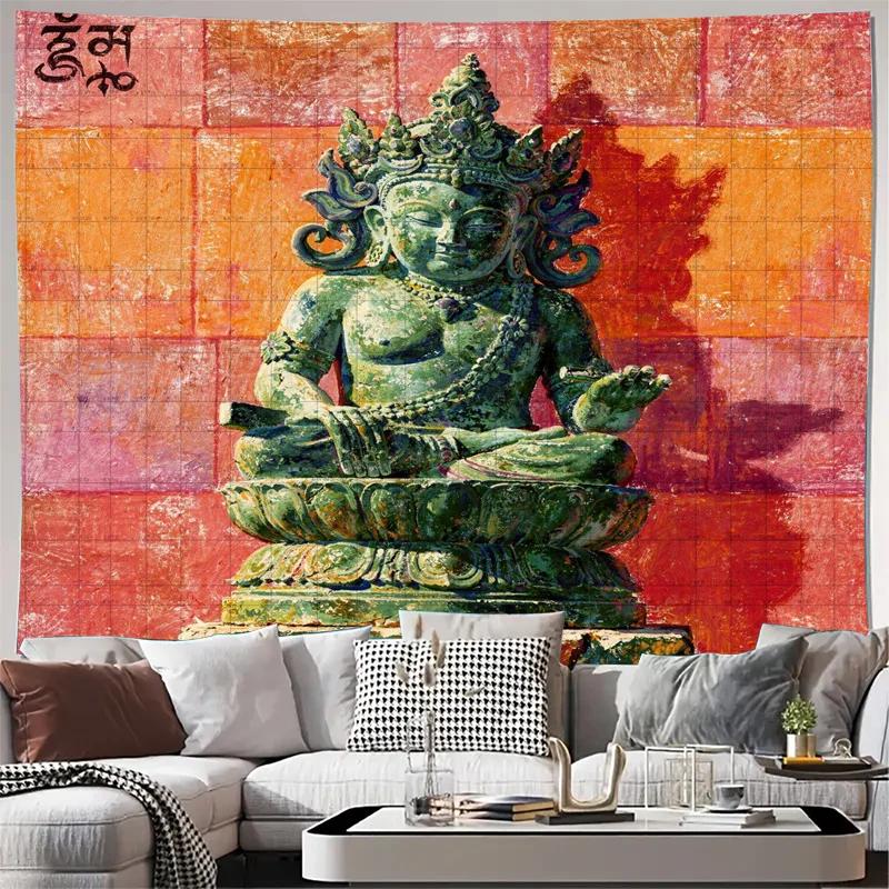 Large Boho Spiritual Buddha Tapestry Wall Hanging Ethnic Indian Hindu Art Mural Tapestry Decor Accent for Living Room Bedroom Me