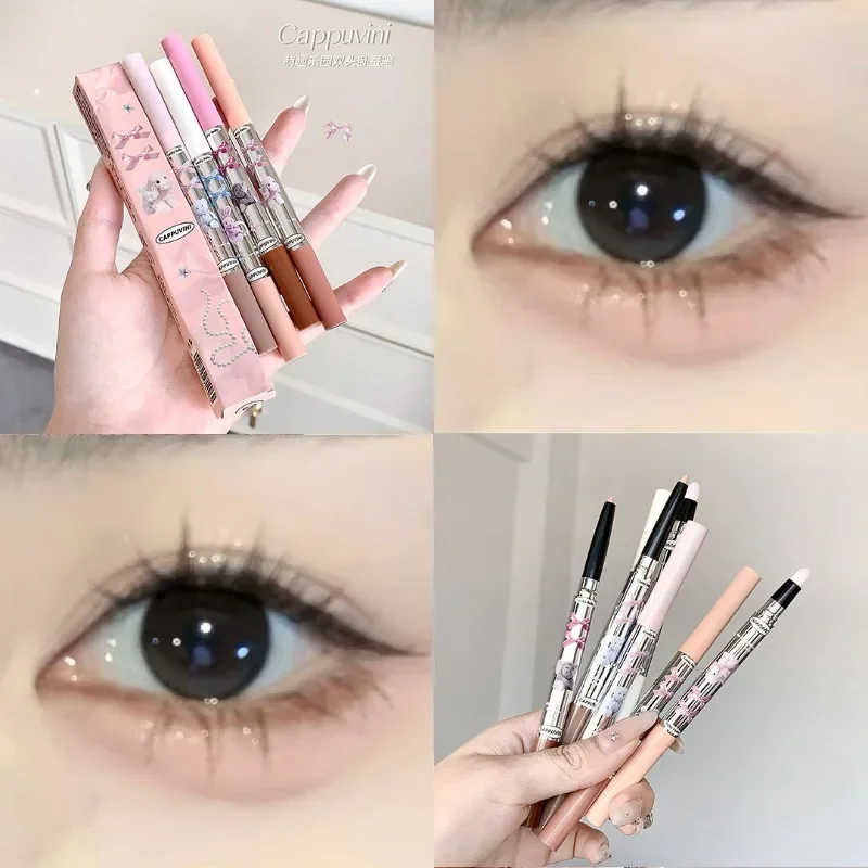 Crayon de surbrillance de ver à soie à double tête, crayon à paillettes de diamant, eye-liner d'ombre de ver à soie couché naturel, cosmétique coréen, maquillage, 1PC