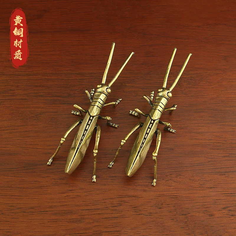 

Large Grasshopper Brass Ornament Creative Locust Antique Copperware Tea Pet Pure Copper Insect Craft Desktop Decoration Gift