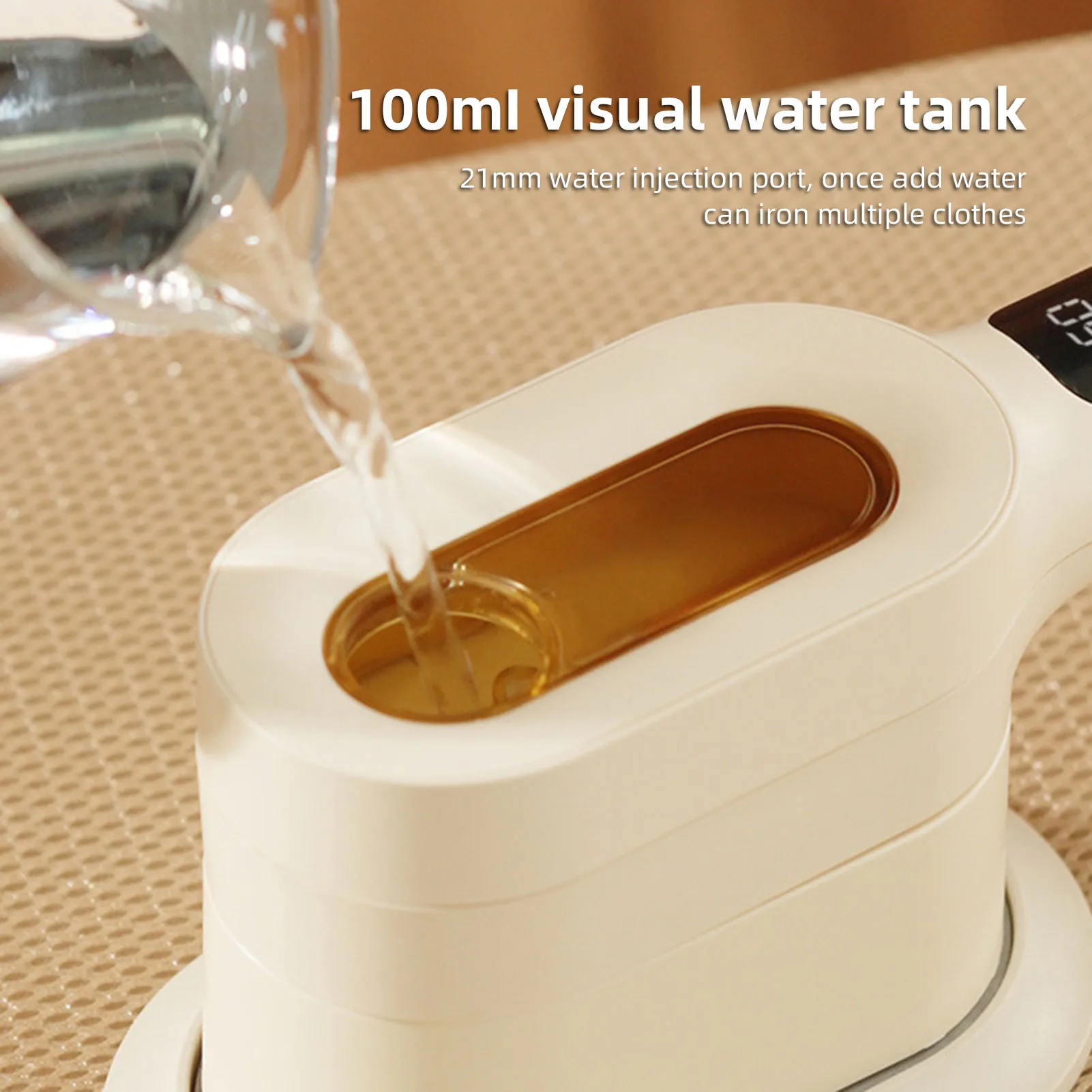 Setrika Pakaian Genggam Tampilan Digital Setrika Penghilang Kerut Pakaian Basah Kering Portabel Suhu Konstan Otomatis untuk Rumah