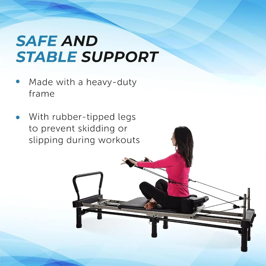 Pilates Reformer Stand with Adjustable Height for Home Use Durable Steel Frame in Black Compact Design for Small Spaces