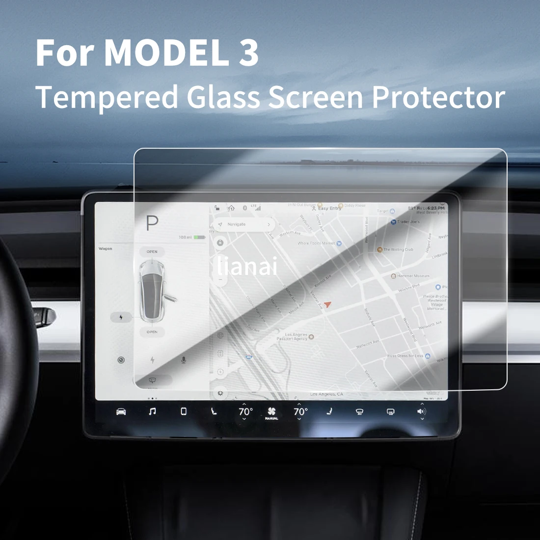 Screen Protector for 2026 Tesla Model 3 HD Tempered Glass Protective Film GPS Video Navigator Car Stickers Vehicle Accessories