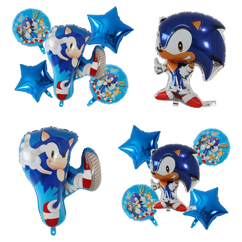 Globo de película de aluminio con personaje Sonic azul erizo, figura de acción de Sonic para chico, juego de dibujos animados, juguetes de Fiesta Temática, juguetes de baño para bebé
