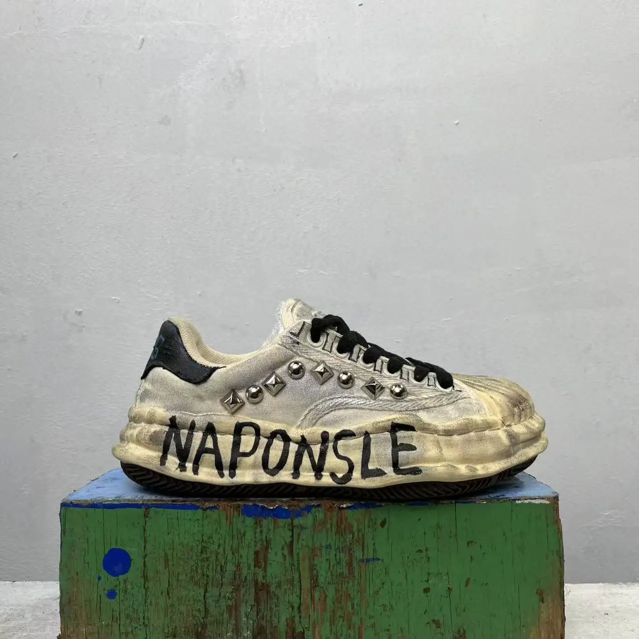 Real Picture Distressed Handmade Shell Toe Flat Comfortable Trainer Street Casual High Street Shoes