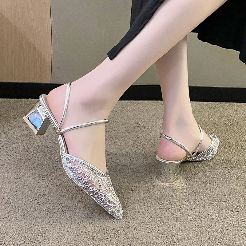 

Сандалии Baotou, женские тонкие каблуки, туфли на высоком каблуке с полуверхом, универсальный темперамент, новый летний стиль, классные тапочки для уличной одежды