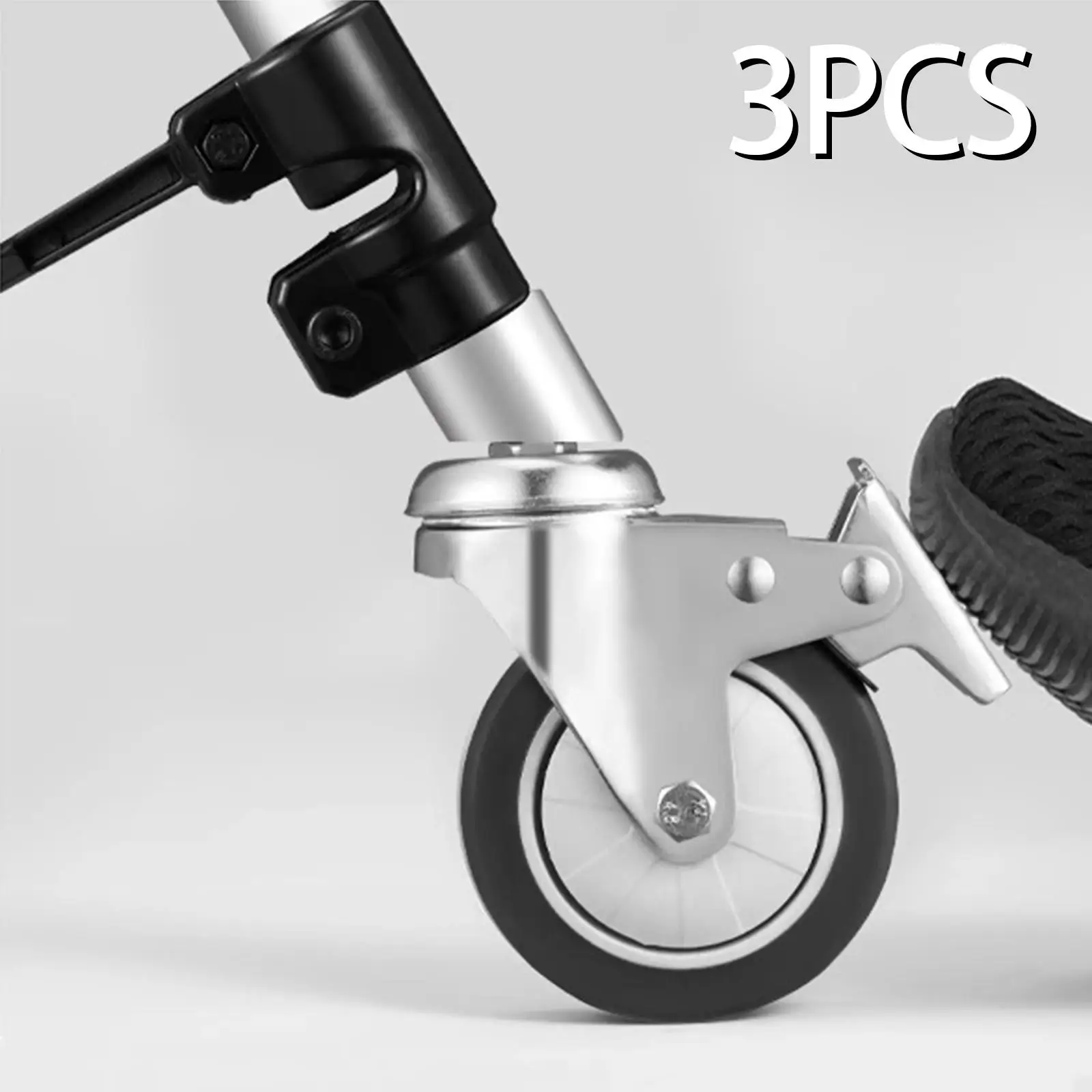 3Pcs Swivel Caster Wheels for 25mm Hole Diameter Wear Resistant Easy to Use Photography C Stand Rolling Wheels for Professional