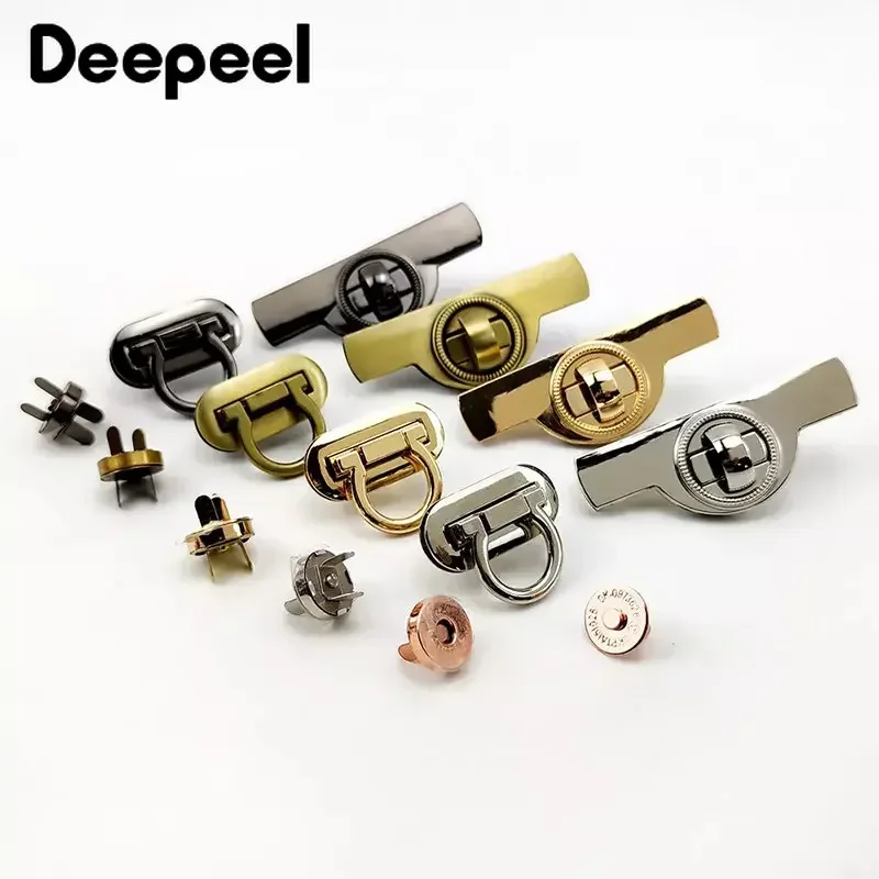 2Pcs Deepeel Metal Locks Bag Twist Turn Snap Lock Clasp Buckles Decorative Closure DIY Bags Replacement Hardware Accessories