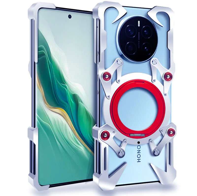 

Luxury Armor Metal Aluminum Phone Bumper For Honor Magic 8 7 6 5 4 3 Pro Rsr Lite Cover Mechanical Purely Handmade Skull Case